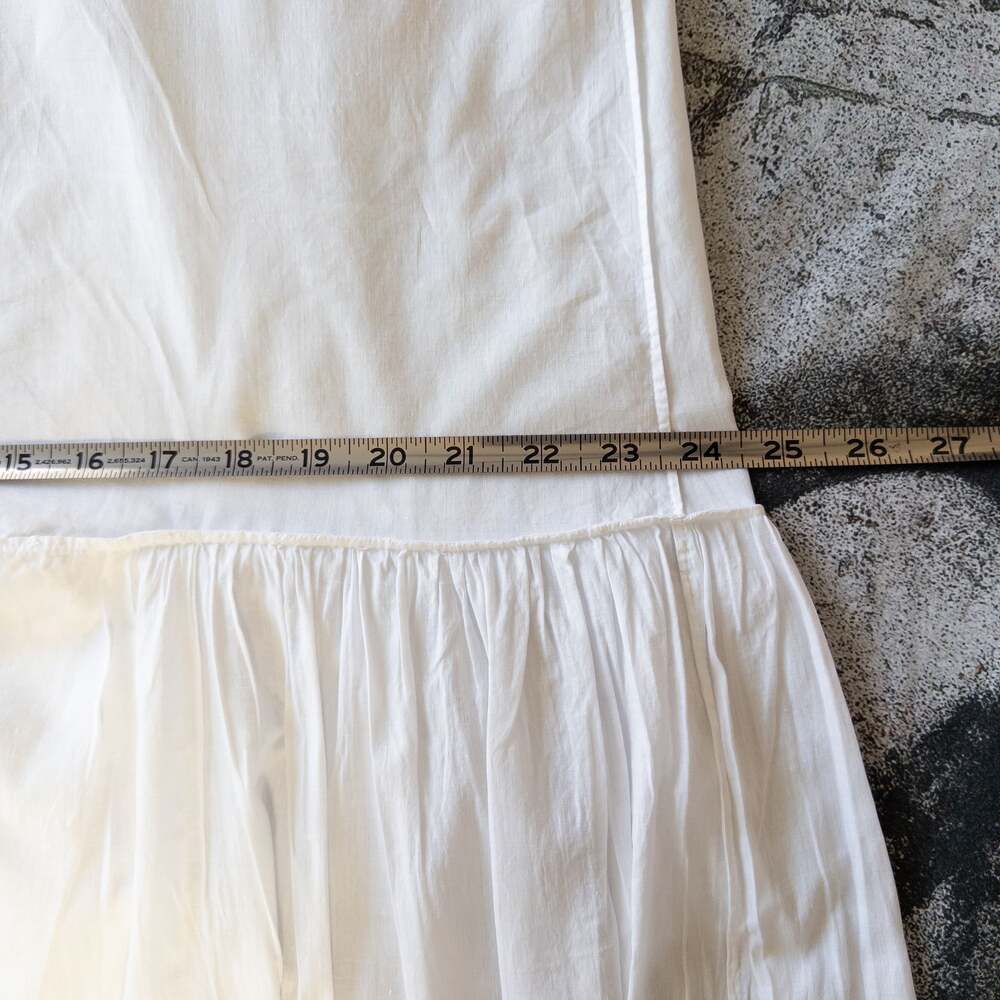 Antique 1920's punch work embroidered slip dress, white cotton, L/XL/48” waist - Picture 8 of 8